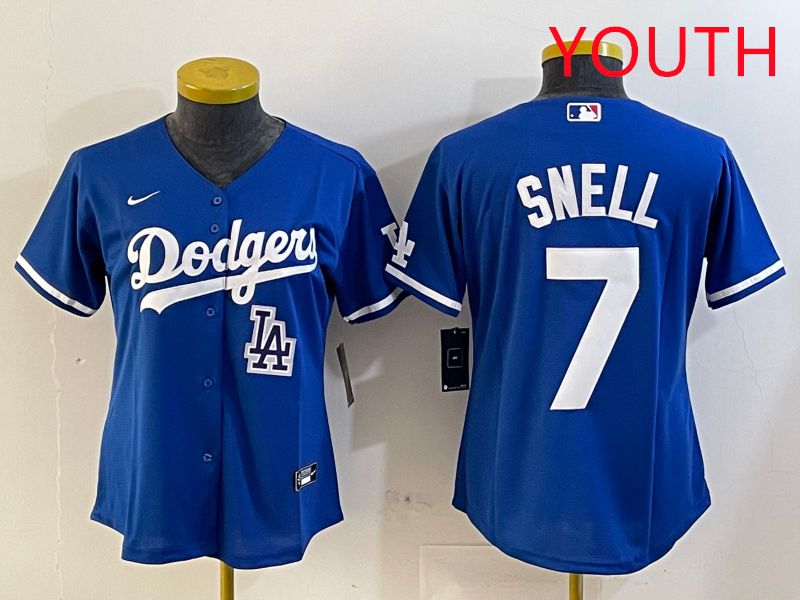 Youth Los Angeles Dodgers #7 Snell Blue Game 2025 Nike MLB Jersey style 9